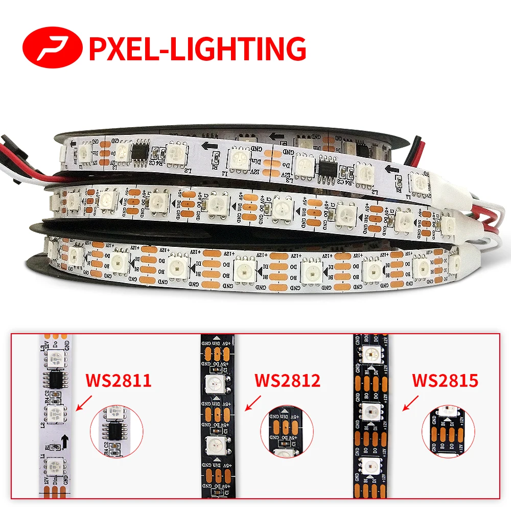 WS2812B WS2815 WS2811 RGB LED Ʈ,  ٷ  ִ 30/60/144 ȼ/Leds/M SMD5050 TV   IP30/65/67 DC5V DC12V