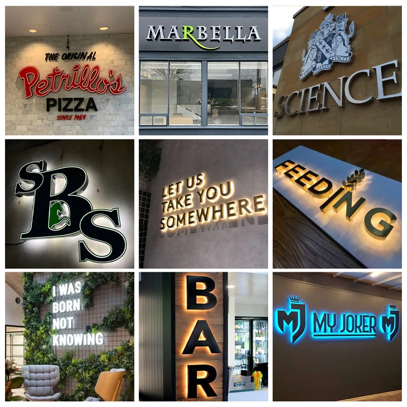 Custom 3D Led Metal Letter Sign Led Outdoor Store Sign Letter For Wall Custom Led Letter Business Logo Sign Company Brand 3