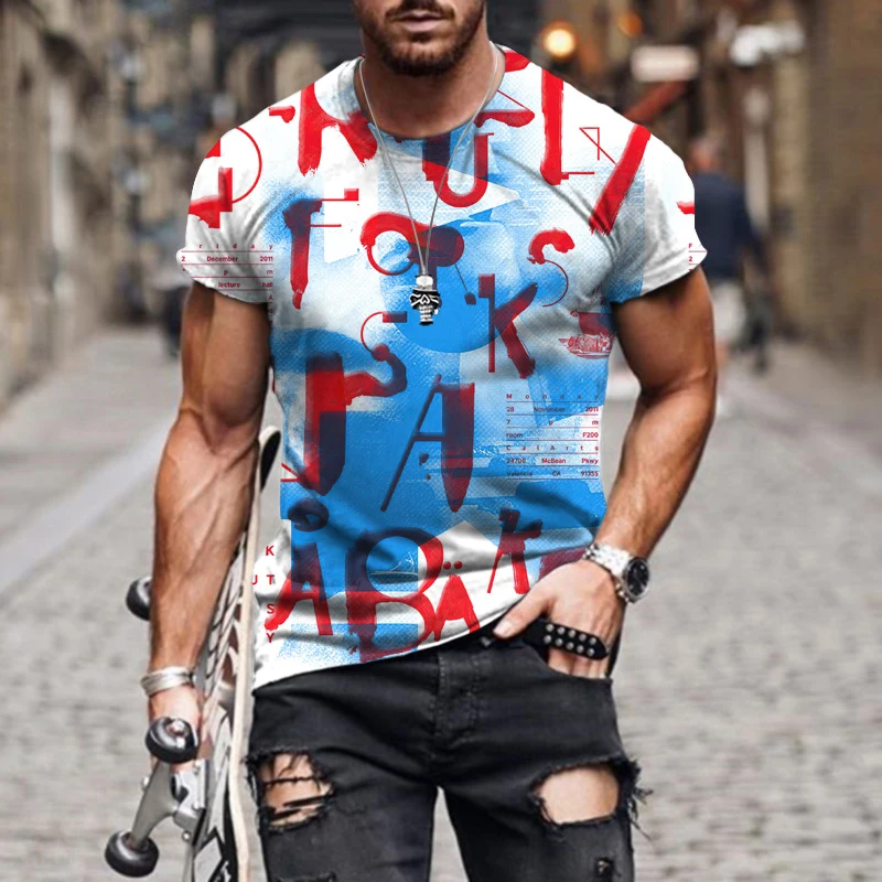 

Summer Men Casual T-Shirt 3D Print Fashion Blouse Vintage Top Graphic T shirts Designer Clothes O-Neck Gym Jogging Sport Shirt