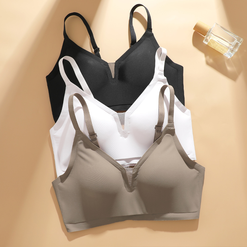 Women Seamless Bras Padded Push Up Sexy V Neck Bralette Female Solid Color Wireless Comfortable Underwear Girls Soft Brassiere