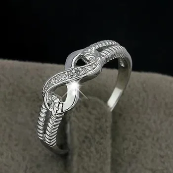 Lucky Letters 8 Shaped Rings For Women Real 925 Sterling Silver Color AAA Cubic Zirconia Eternity Jewelry Female Wedding Gift 1