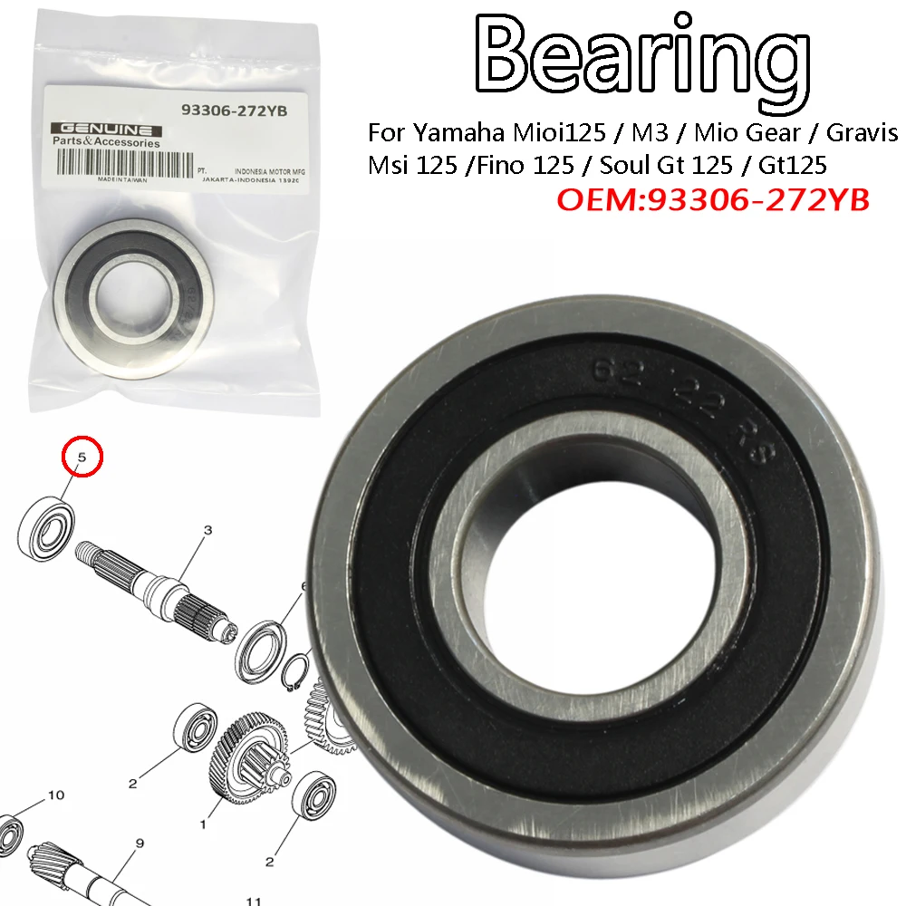 

Rear Axle Drive Bearing For Yamaha Mioi125 M3 Mio Gear Gravis Msi 125 Fino 125 Soul Gt 125 Gt125 Tenere250 Lander250 Xtz250