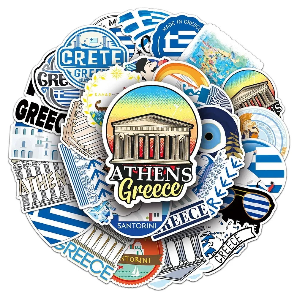 Aesthetic Greece Travel Stickers Set - Decorative Art and Craft Collection