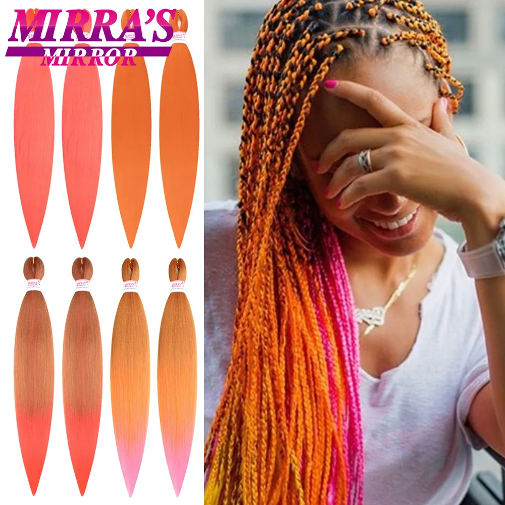 

Soft Yaki Braiding Hair Extension 28 Inch Pre-Stretched Ombre Orange Synthetic Jumbo Braids Bulk Hair Pink Yellow Green Purple