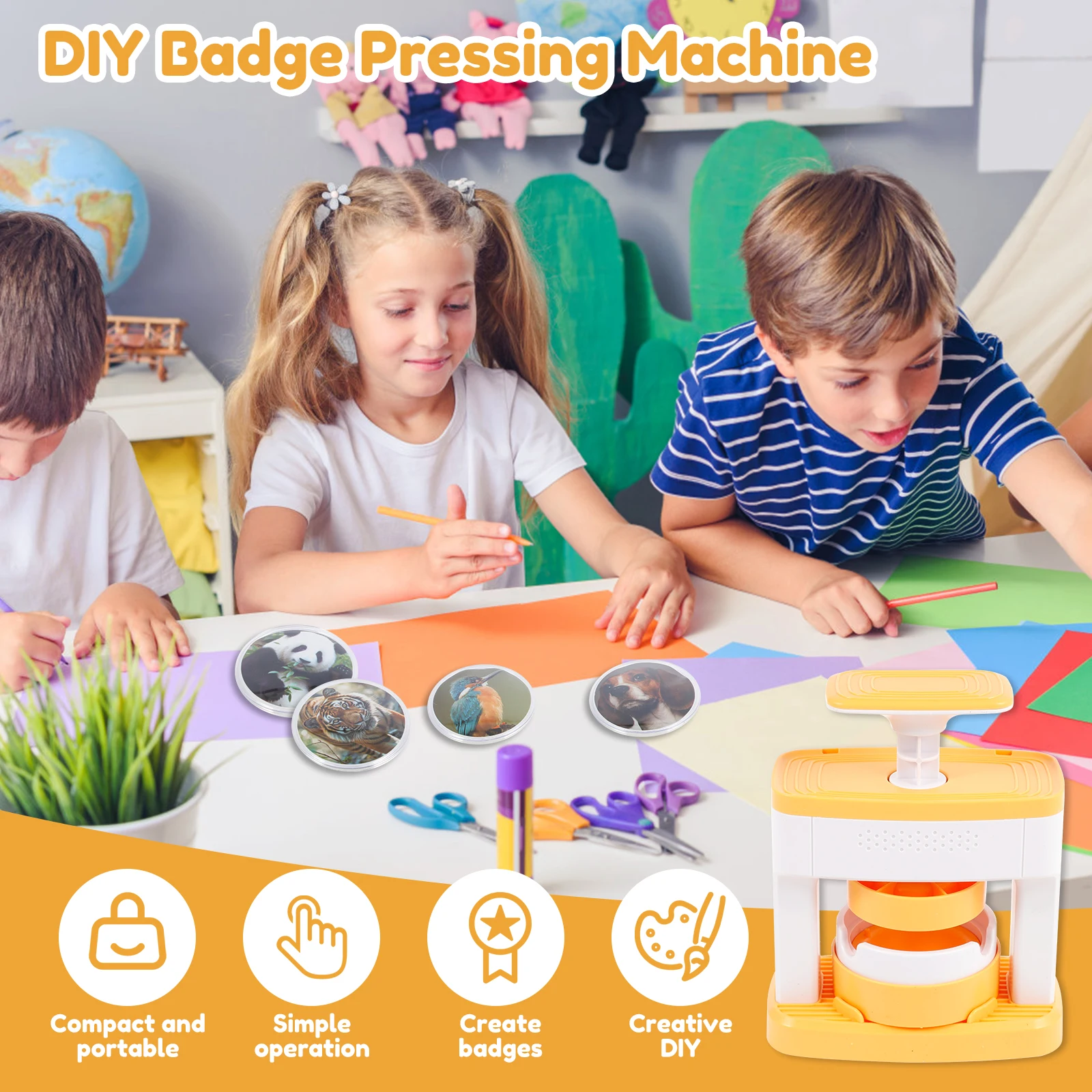 Badge Maker Machine Solid Pin Maker Versatile Creative Press Machine Badge Punch Kit Portable Pin Press