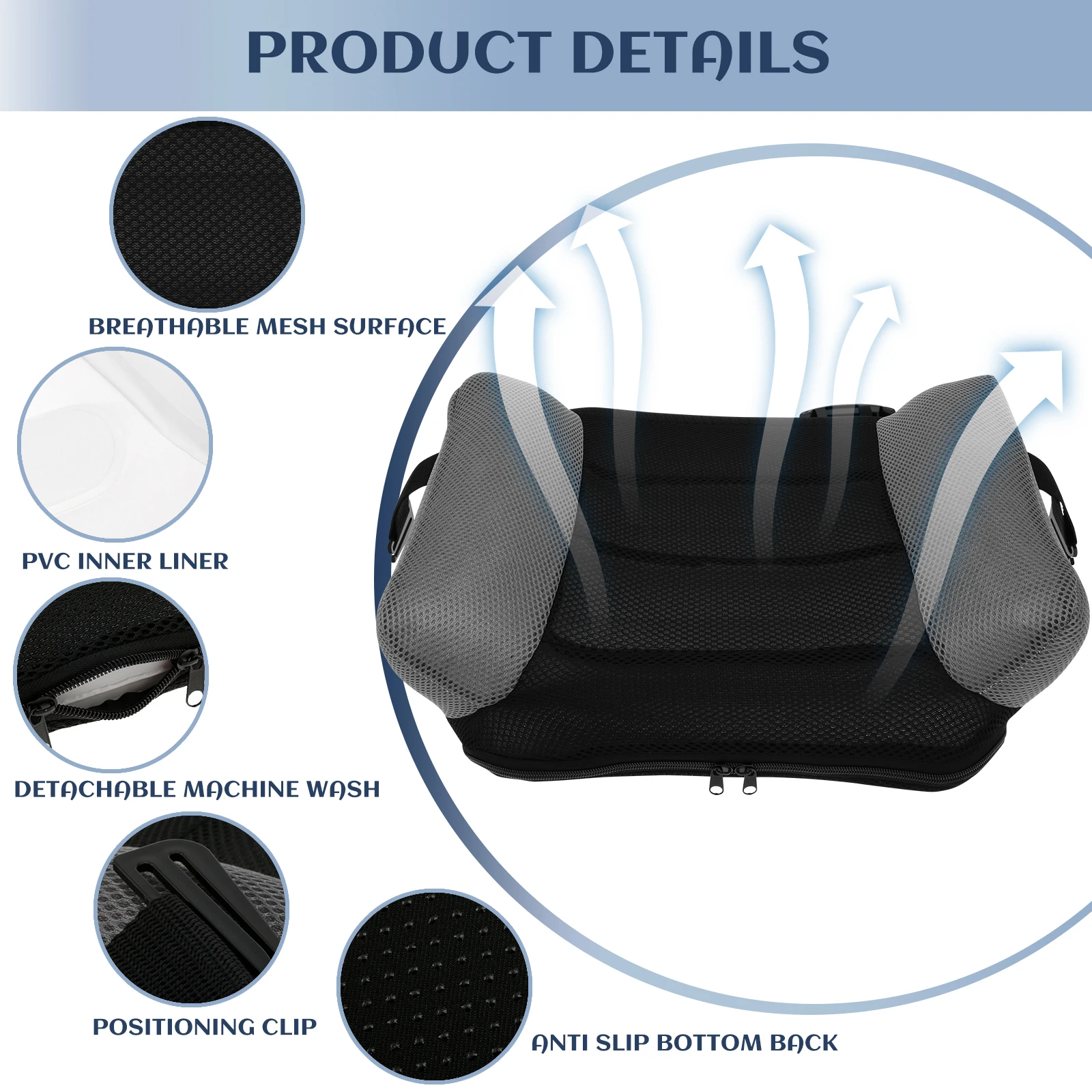 Inflatable Seat Cushion PVC Fast Inflating Deflating Suitable for Vehicle