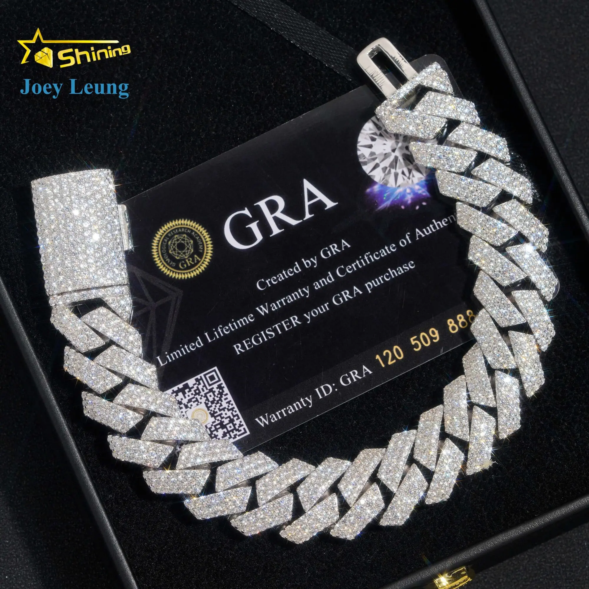

Iced Out 925 Sterling Silver VVS Moissanite Diamond Rapper Jewelry For Men 16MM Three Rows Hip Hop Cuban Link Bracelet