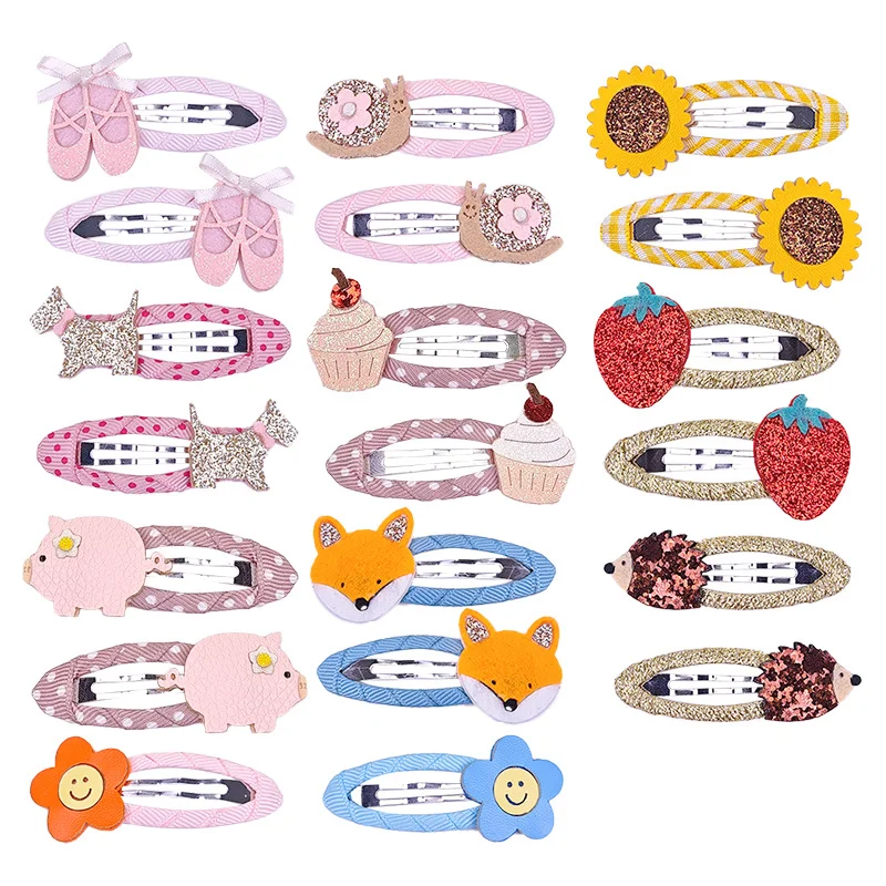 Children's Animal Flower BB Pair Clip Little Girls Oval Water Droplet Edge Clips Hand Threaded Woven Tape Cloth Bag Bye Bye Clip hair accessories hair clips