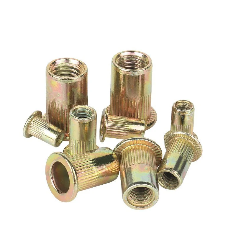 M3 M4 M5 M6 M8 M10 M12 De Aaco Carbono Com Placa De Zinco Cabea Plana Rosqueada Rebite Inseraur Ao Tampa Rivnut Porca Rebite