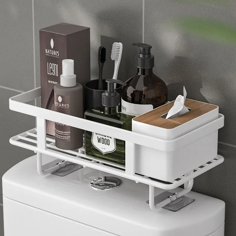 

Bathroom Shelf Above The Toilet Tank Wrought Iron Toilet Punch-free Multi-functional Storage Rack Accessories