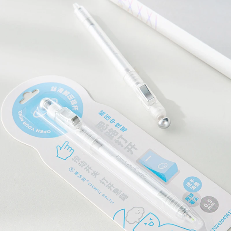 0.5mm 부드러운 필기감의 릴렉스 스위치 펜 (시험 준비용) - 피젯 클릭 젤 펜, 불안 완화 학습 도구 (학생, 직장인용)