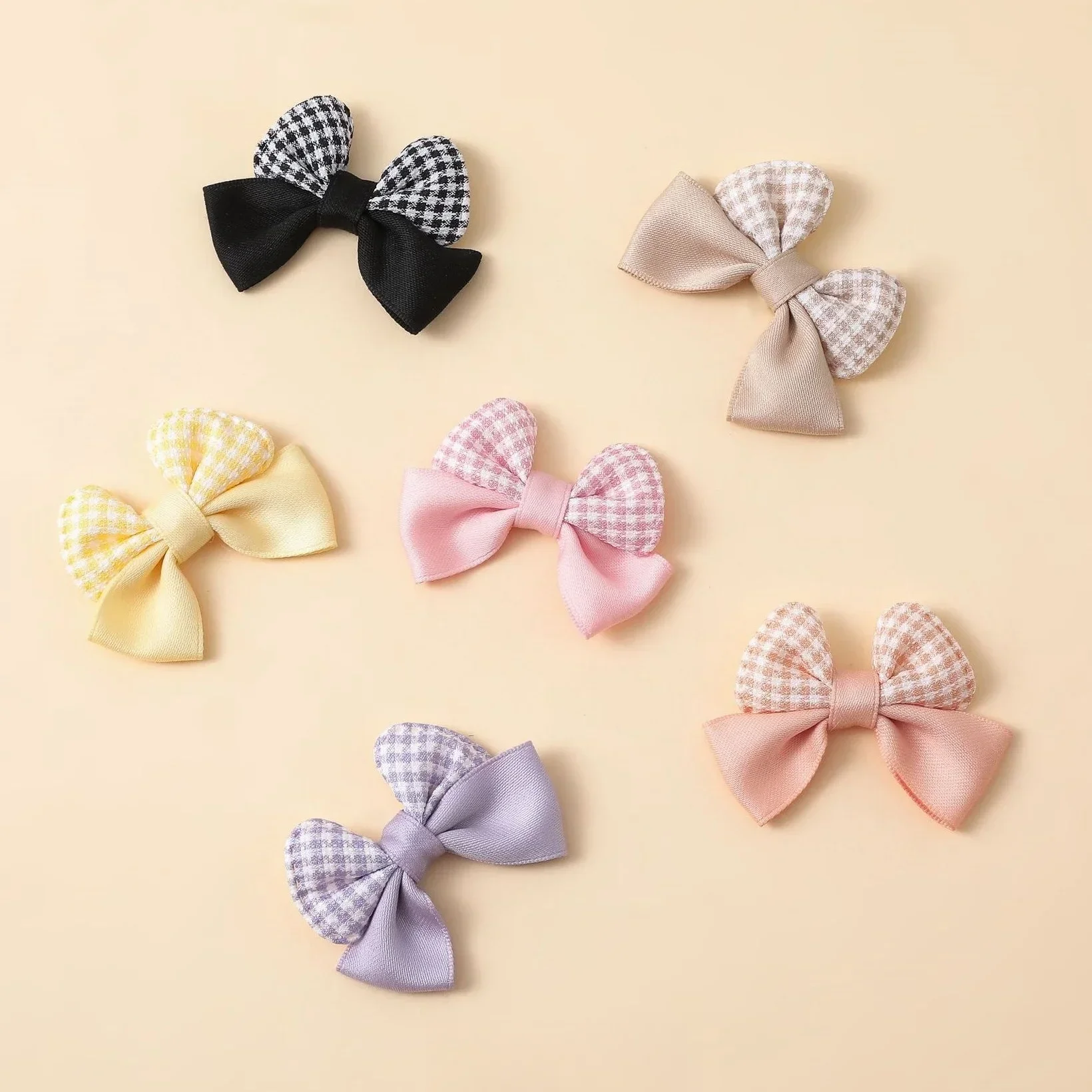 Plaid Color Matching Bow Appliques for Diy Wedding Dress Hat Clothes Outfit Coat Sewing Supplies Headwear Decor Corsage Floral