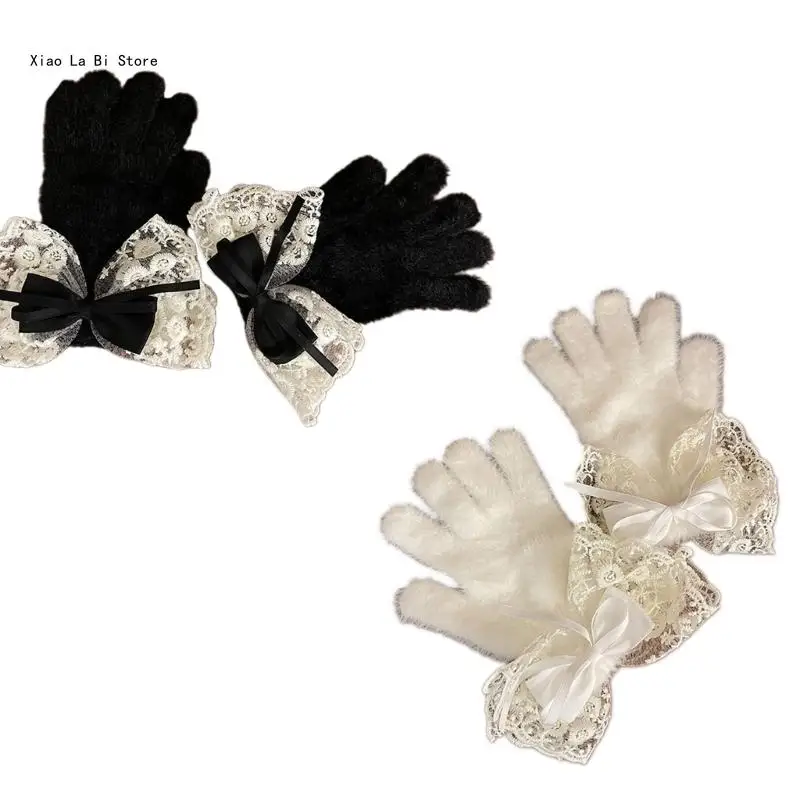 

Y2K Full Finger Gloves Touching Screen Thermal Gloves Furry Gloves for Adults XXFD
