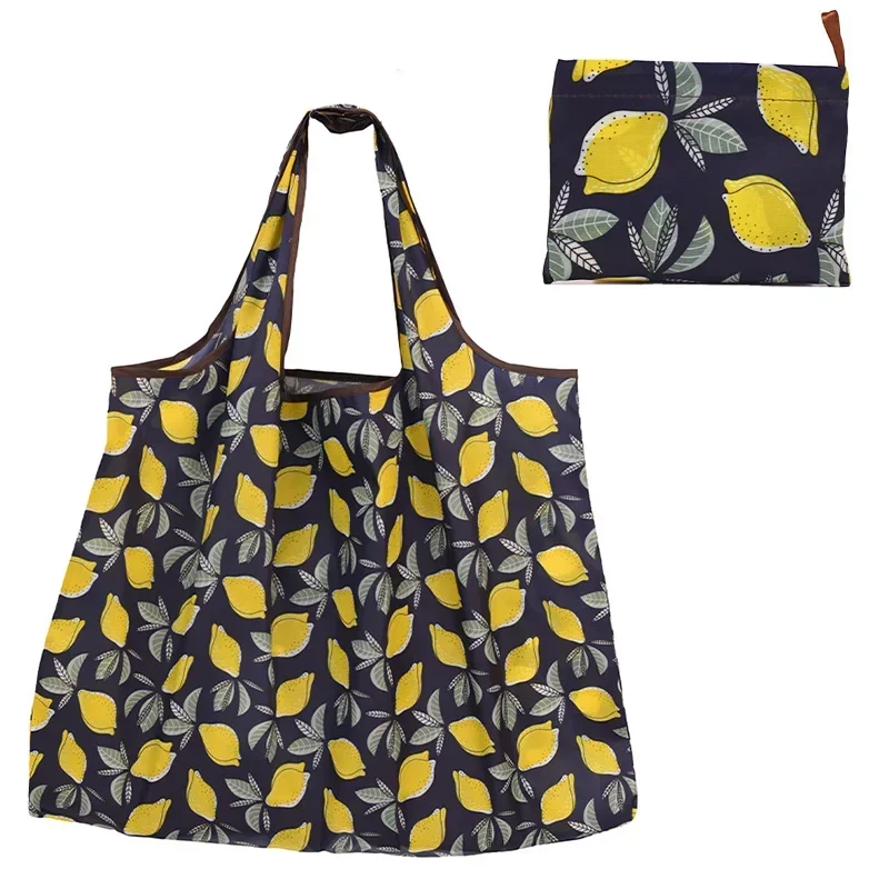 Foldable Bee Bear Cat Flower Pattern Large Shopping Bag Washable Reusable Handbags Printed Waterproof Hand-held Storage Bag shopping bag tote bags canvas bag canvas bags