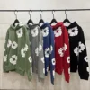 DENIM TEARS Fashion New Men's Women's Same Kapok Foam Printing Loose Velvet Hooded Sweater Trousers Set 1