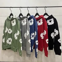 DENIM TEARS Fashion New Men's Women's Same Kapok Foam Printing Loose Velvet Hooded Sweater Trousers Set 1