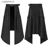 Men Dark Rock Skirt Punk Steam Gothic Party Fashion Solid New Large Size Men's Personality Black Rivet Asymmetric Half Skirts 1