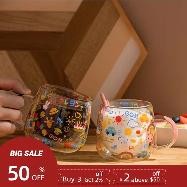 Glass Coffee Mug Double Wall Transparent  400ml Glass Double Wall Coffee  Mug - Glass - Aliexpress