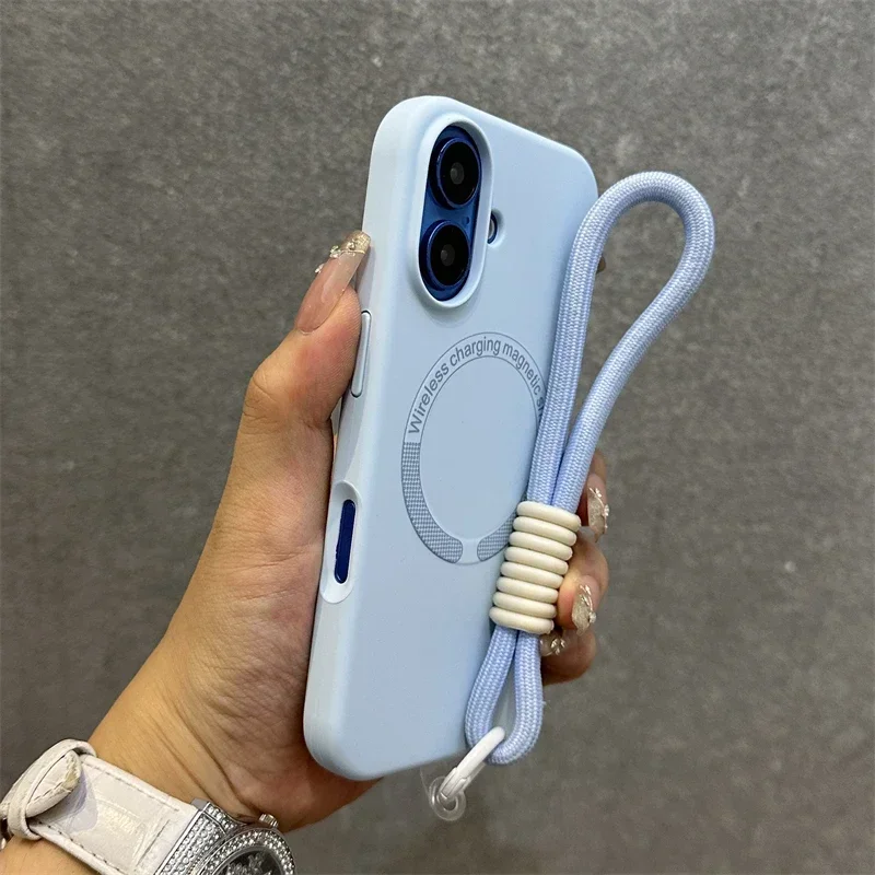 Liquid Silicone Magnetic Lanyard Phone Case with Bracelet - Soft Skin Feel Cover