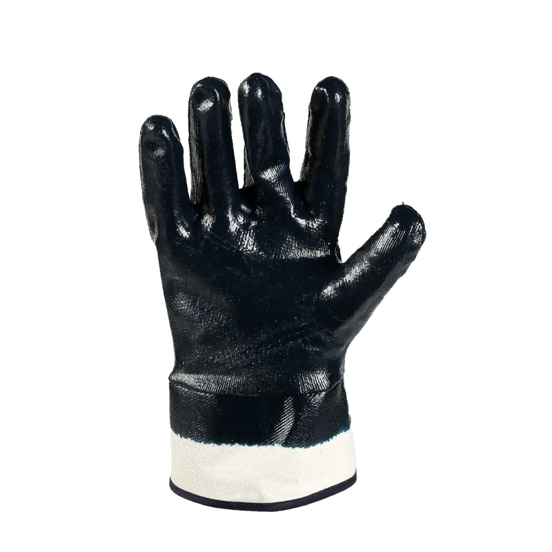 Work Gloves Gardening Gloves 1 Pair Safety Nitrile Palm Coated Dipping Gloves Canvas Cuffs Slip Resistant All Purpose