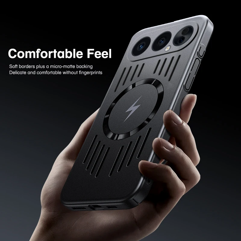 Magnetic Wireless Charging Phone Case with Perforated Heat Dissipation and Shockproof Bumper Design