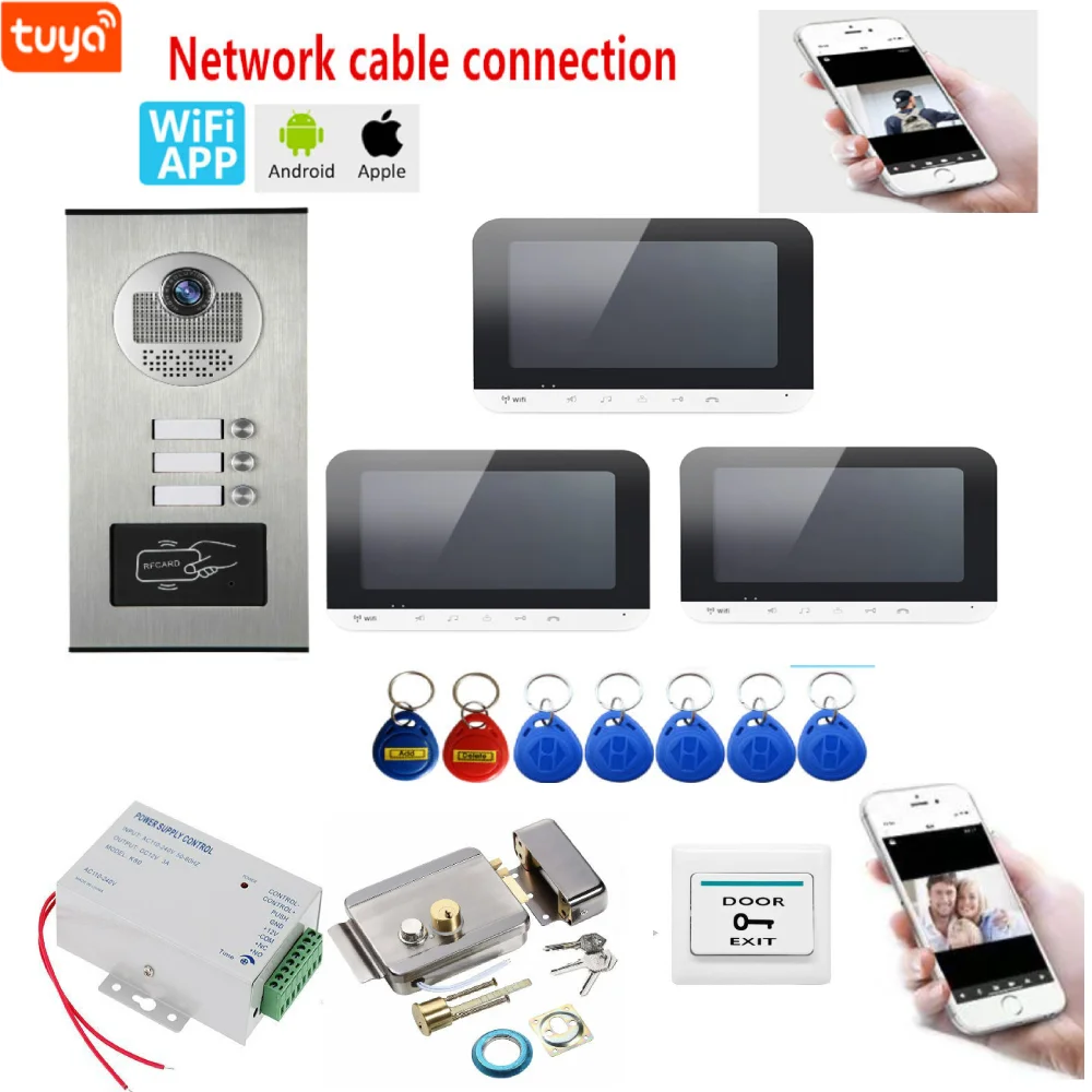 

Видеодомофон SmartYIBA, 7 дюймов, Wi-Fi, беспроводной, 2/3 шт.