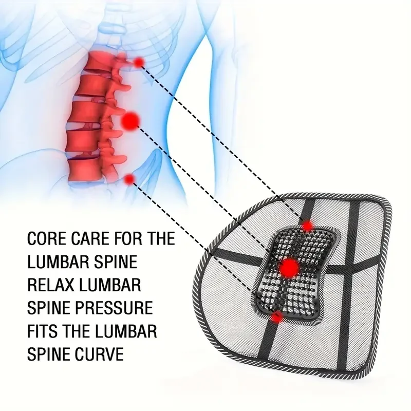 Mesh Lumbar Support for Car Seat - Ergonomic Back Brace with Massage Beads,Chair Cushion for Home Office Comfor