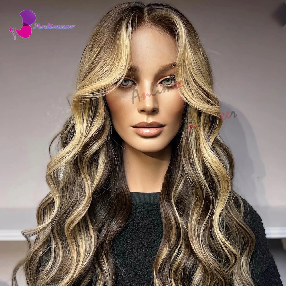 Gemarkeerde Pruik Honingblonde Balayage Pruik Voor Dames Kant Pruiken/Zijden Basis Pruik/360 Lace Frontale Pruiken/Full Lace Pruik