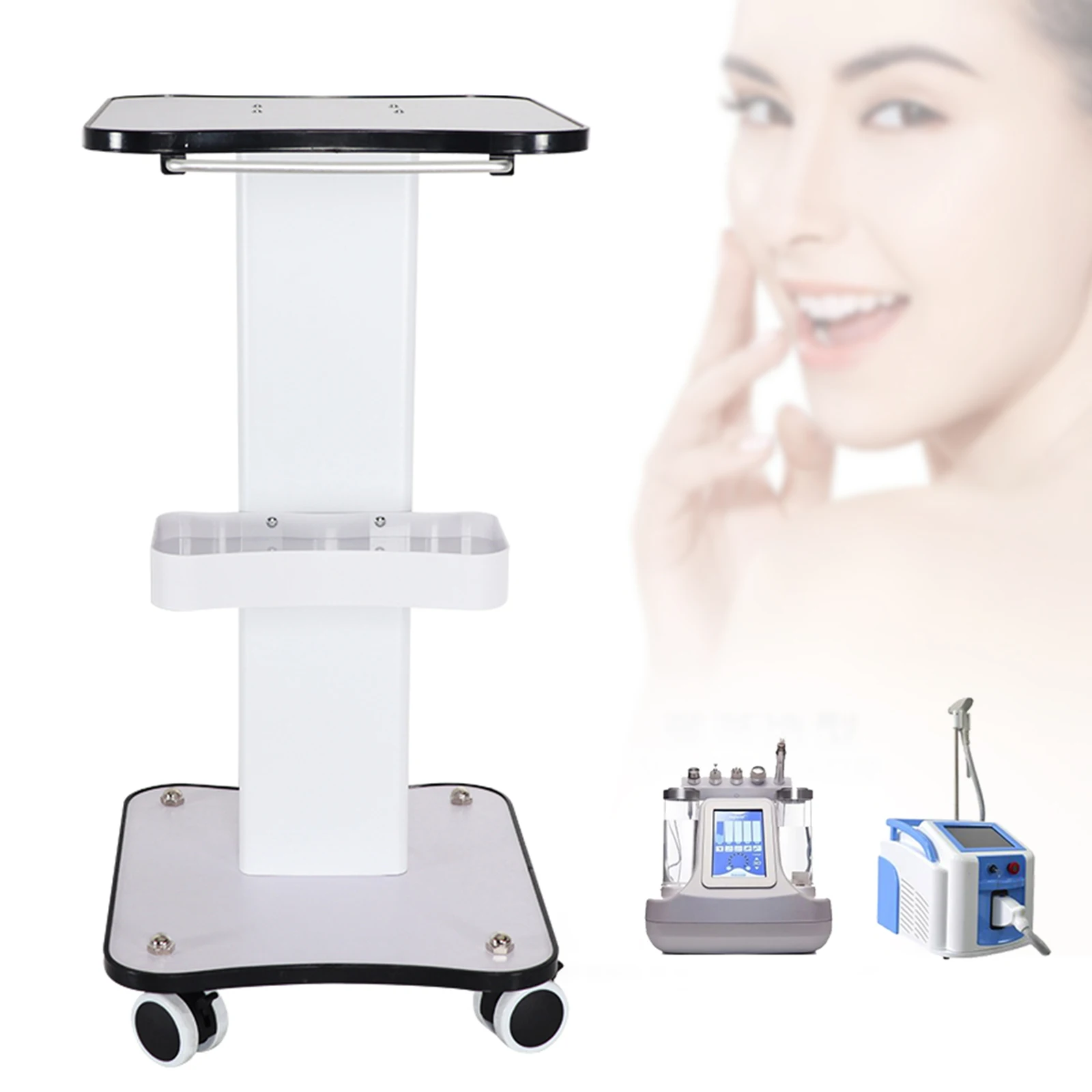 3-Tier Beauty Cart Table Salon Trolley Pusher With Handle & Wheels Maximum Load-Bearing 40KG