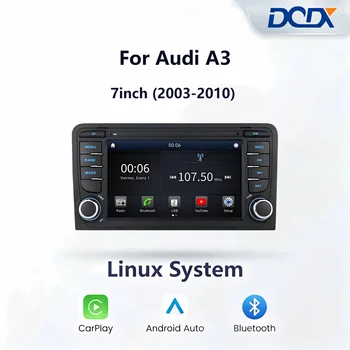 Autoradio con schermo touch da 7 pollici per Audi A3 (2003-2010), sistema Linux, con unità principale multimediale wireless Android Auto e CarPlay, Bluetooth.
