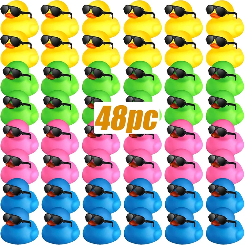 Lot de 48 Canards de Bain avec Lunettes de Soleil Colorés