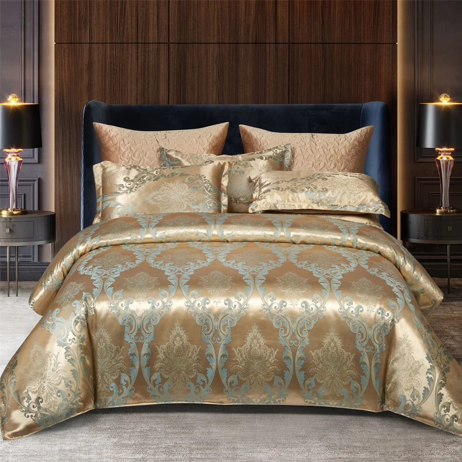 WOSTAR Satin rayon jacquard duvet cover 220x240 summer luxury double bed quilt cover bedding set queen king size comforter set