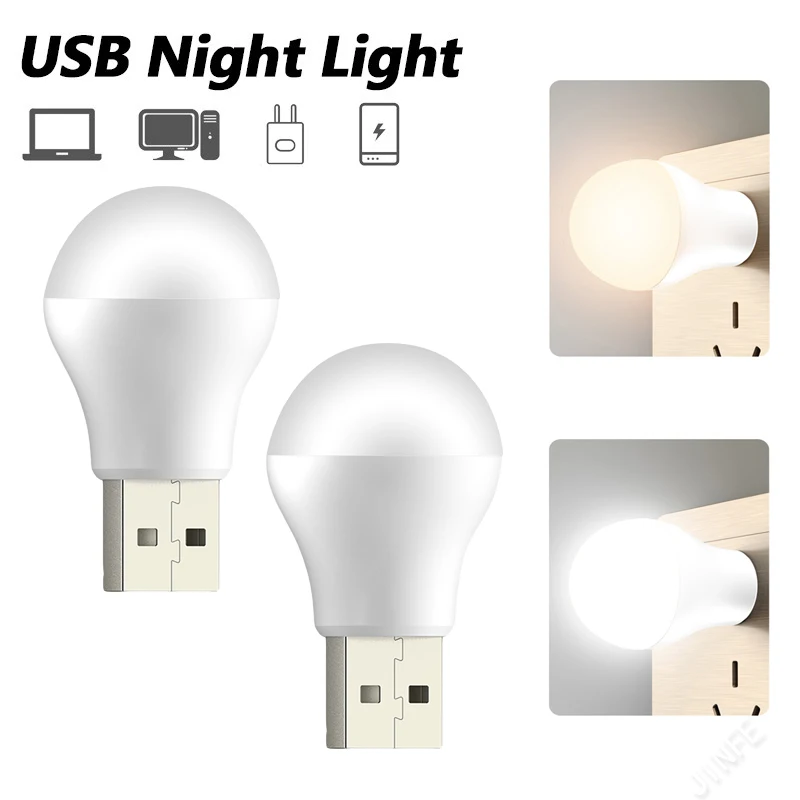 USB Plug Lamp Computer Mobile Power Charging USB Small Book Light LED Eye Protection Reading Light Small Night Bulbs