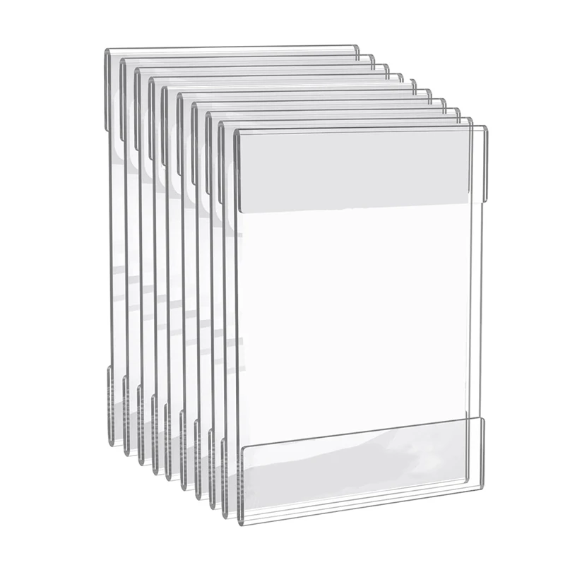 

10PCS Sign Holders With Double Sided Adhesive Tape Clear Acrylic For Wall Sign Memo Document Menus Display