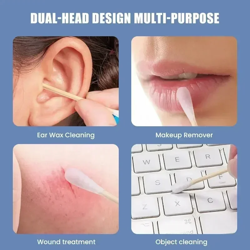 100/300/500/800pcs Double-ended Kapok swabs Nose and Ears Clean makeup kit Lipstick swabs 5