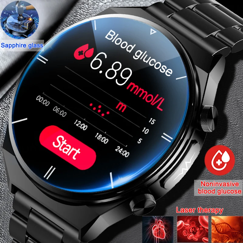 

ECG+PPG Smartwatch Blood Sugar Blood lipids Blood Pressure Body Temperature Health Monitoring Laser Therapy Smart Watch For Men