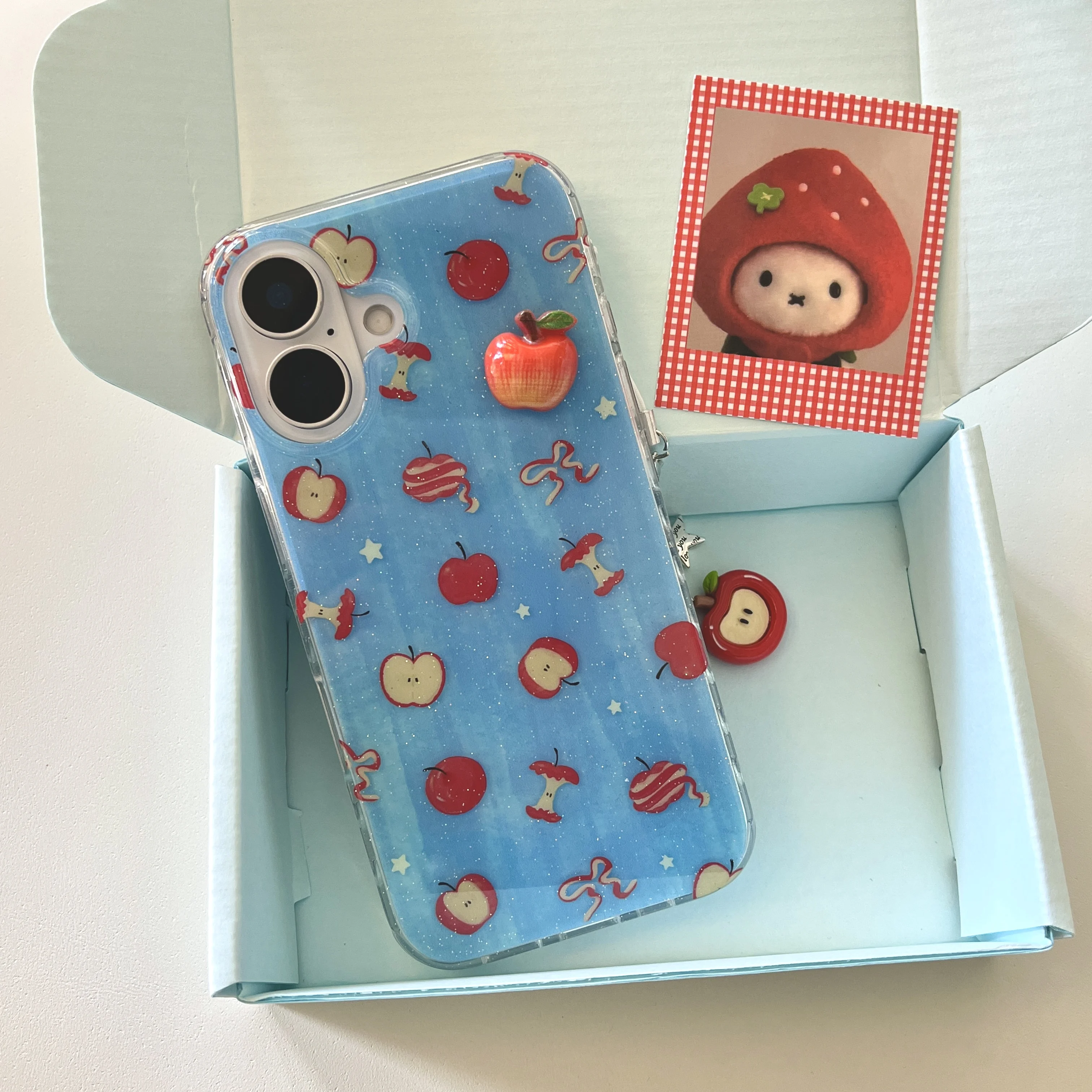 Sparkling Blue 3D Apple Pendant Phone Case