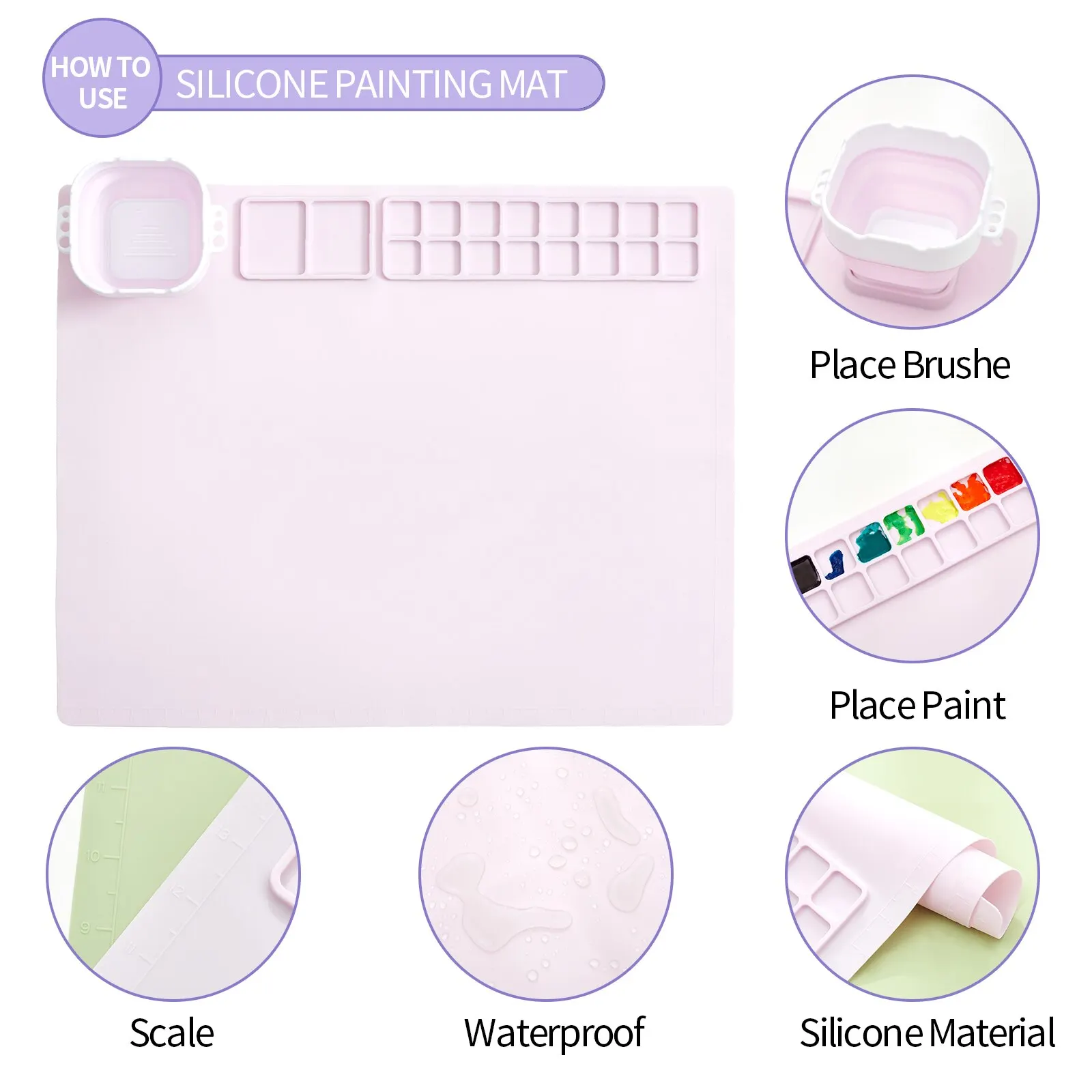 Silicone Mat For Crafts Silicone Art Craft Pad Collapsible Silicone Artist  Mat With Cup Washable Nonstick Drawing Boards For Cla - AliExpress