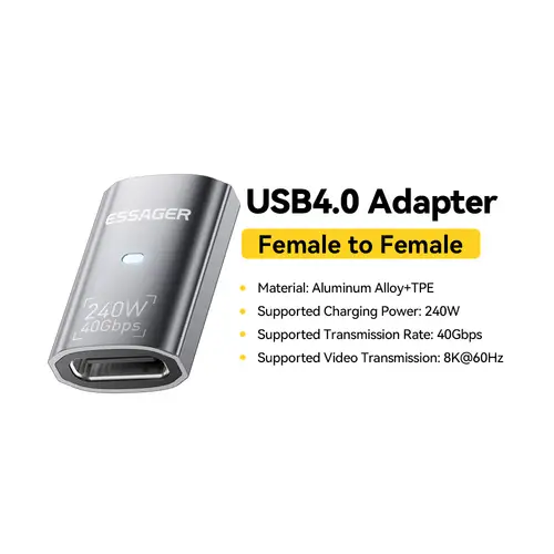 Essager USB4.0 40Gbps OTG Adapter 240W Fast Charging Converter 90 Degree USB Type C Data Adapter For Phone Macbook Laptop 8K60Hz - Image 12