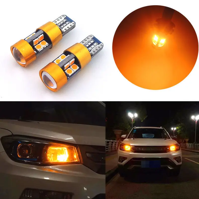 

2 Pcs Auto T10 LED Signal Light Orange Amber Light 3030 12V Position Lights 2821 Parking Light 2827 2525 City W5WB 194NA 168