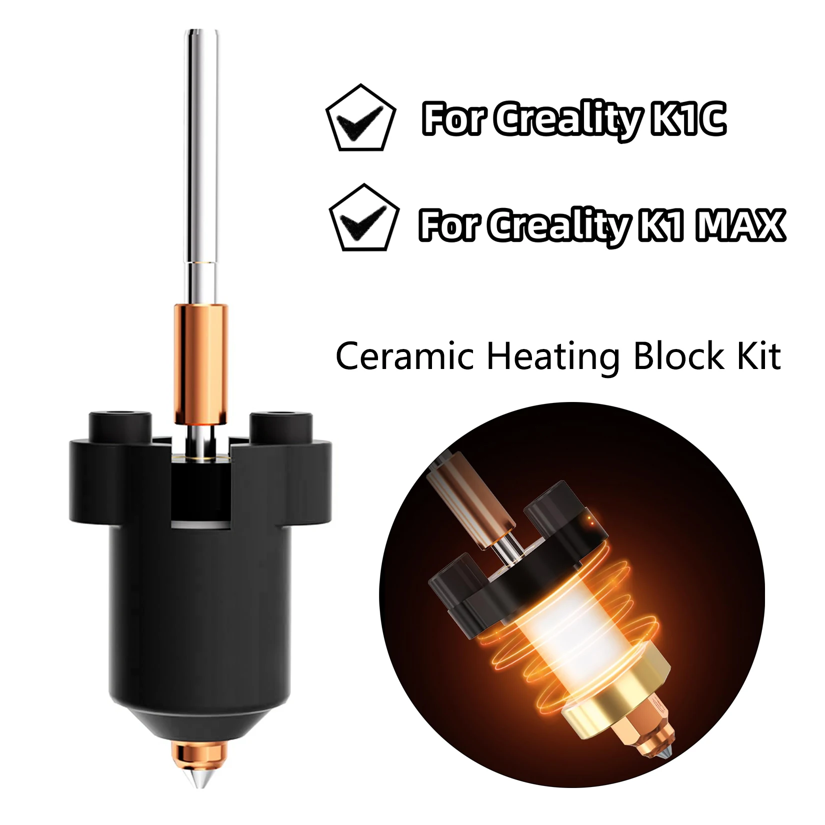 고유량 인쇄 세라믹 가열 헤드 키트, Creality K1 Max / K1C 3D 프린터용 블랙 통합 깍지 퀵 스왑 깍지 키트