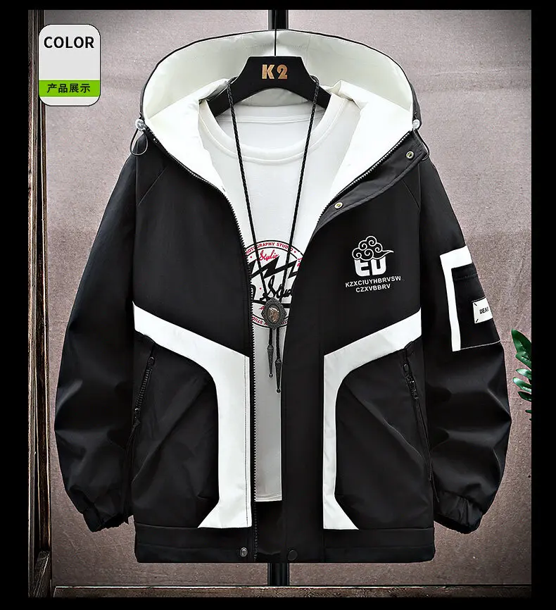 Neue Trendige 2026 Herren Kapuzen-Arbeitsjacken Frühling Herbst Jugend Casual Windbreaker Street Cargo Mantel Teen Outdoor Oberbekleidung – Detail 18