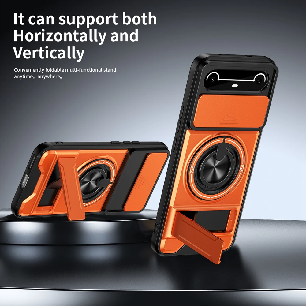 Magnetic Shockproof Phone Case with Slide Camera Protection and Upright Kickstand