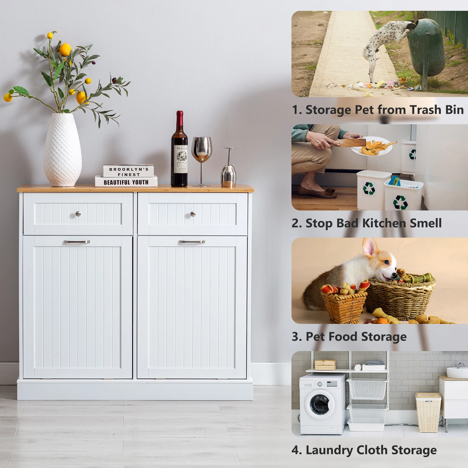 Double Trash Cabinet Tilt Out 20 Gallon