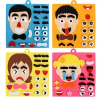 Children DIY Make a Face Sticker Books forParent-child Activities Toddlers New Puzzle Games Fun Toys Gift Cartoon Felt Fabric 1