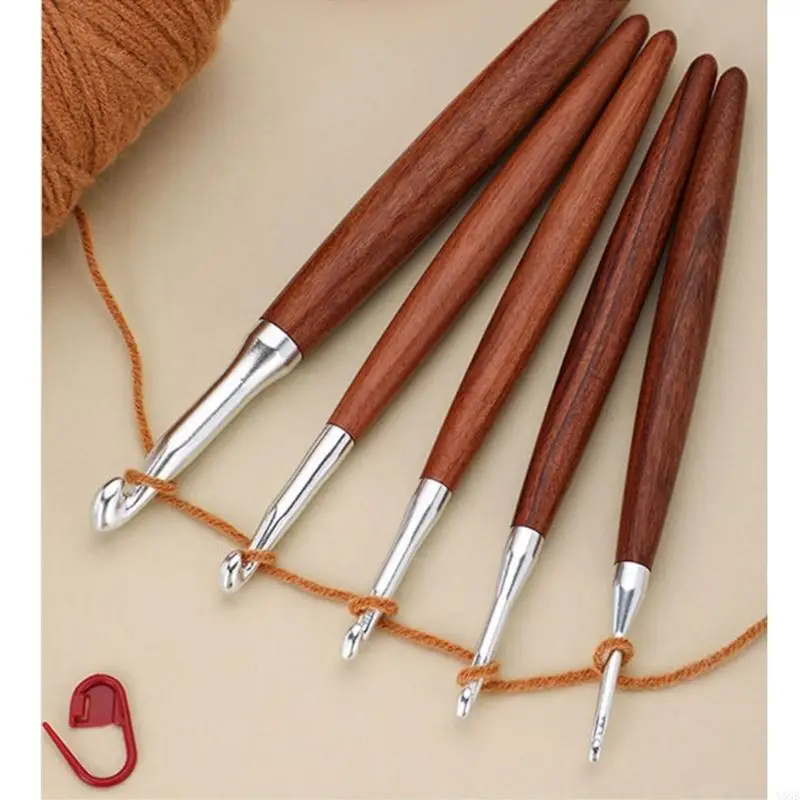 8Pcs 알루미늄 크로 셰 뜨개질 후크 인체 공학적 나무 손잡이 스웨터 스카프 양말 뜨개질 크로 셰 뜨개질 3.0-7.0mm Y5GB에 대 한 크로 셰 뜨개질 후크