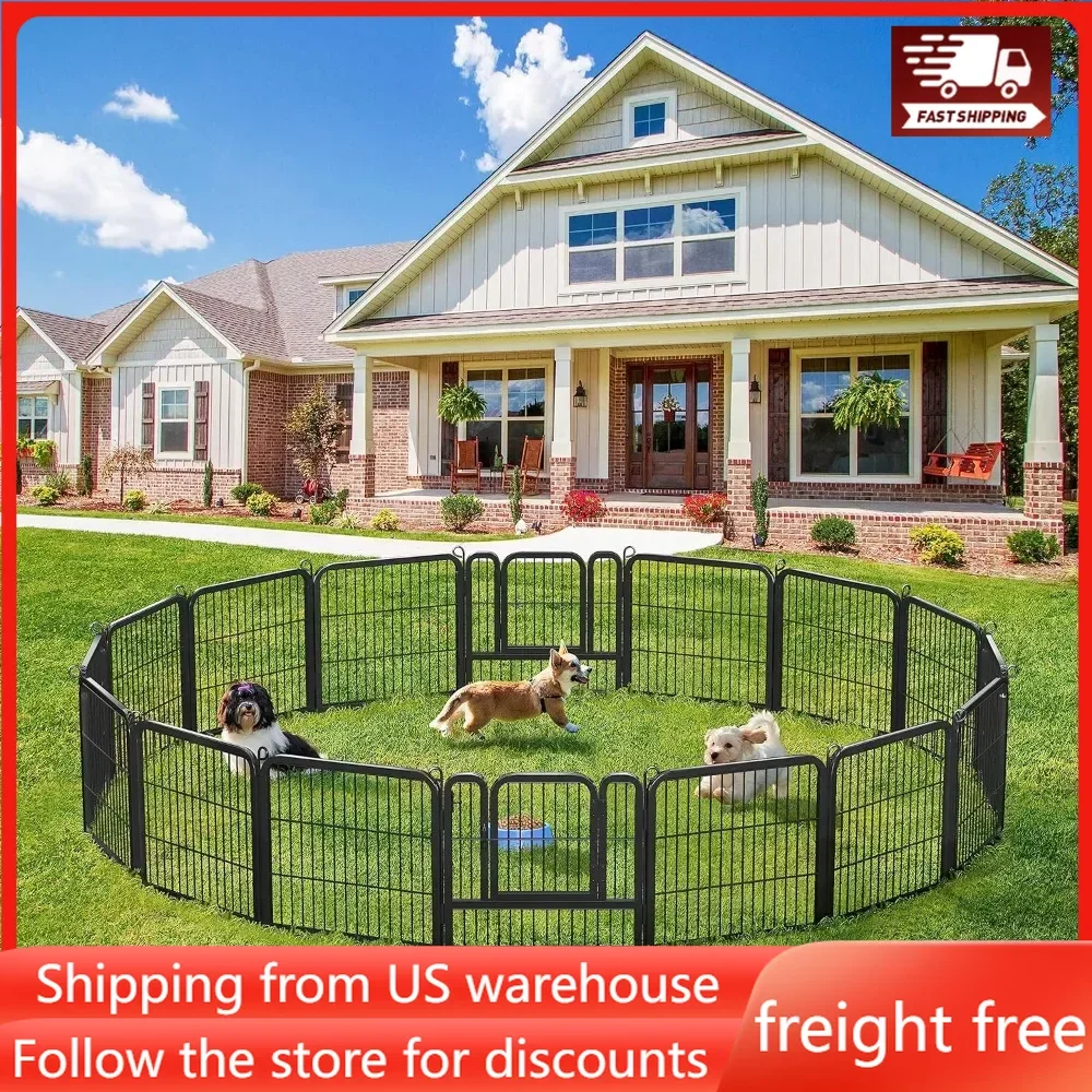

Outdoor Dog Playpen - 16 Panel Fence for Large, Medium and Small Dogs - Heavy Duty Exercise Pen for Puppies and Small Animals