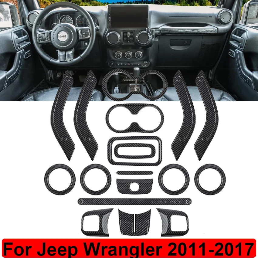 

18 шт. полный комплект фотоэлементов для Jeep Wrangler JK JKU 2011-2017Steering Wheel центральная консоль комплект отделки