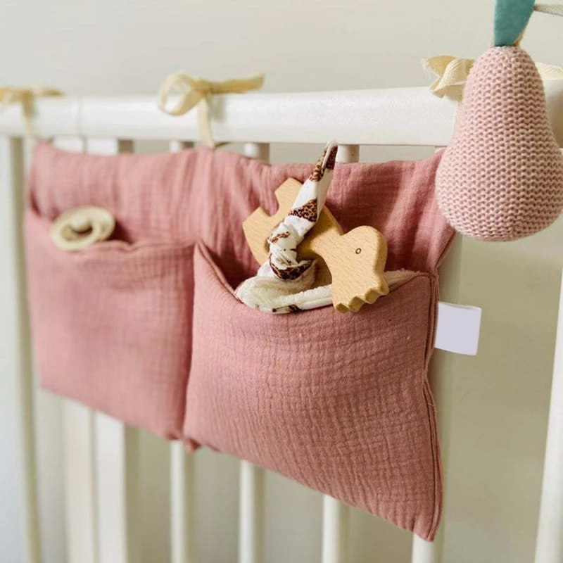 Baby Bedside Storage Bag Baby Crib Organizer Hanging Bag For Essentials Multi-Purpose Newborn Bed Hanging Crib Storage Bag