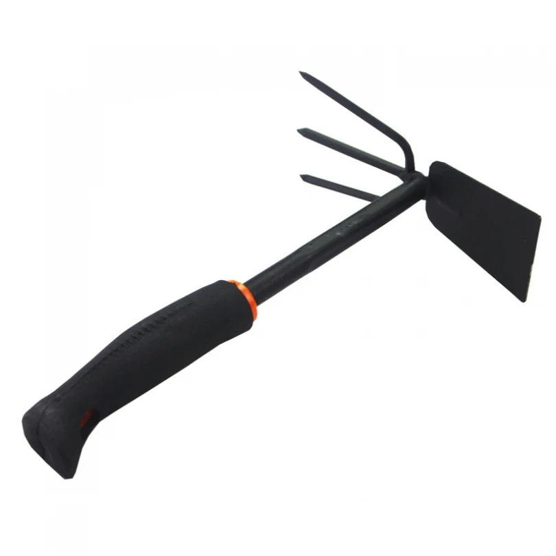 Dual Use Small Hoe Farm Garden Tools Harrow Iron Head Dual Purpose Weeding Rake Loosening Soil Handheld Hoe garden hoe